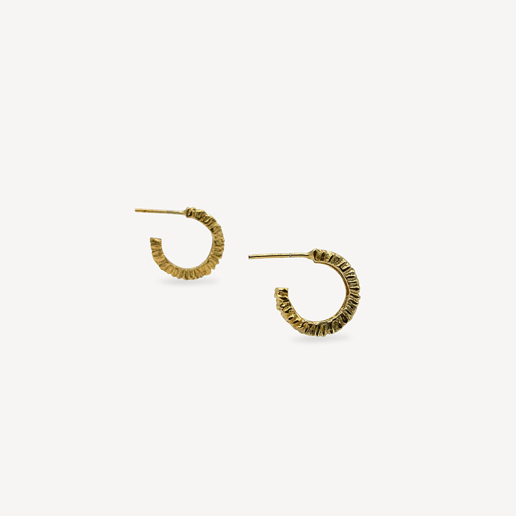 Petites boucles d'oreilles anneaux texturées - Vermeil