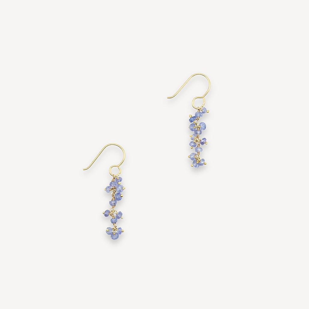 Boucles d'oreilles pendantes en iolite