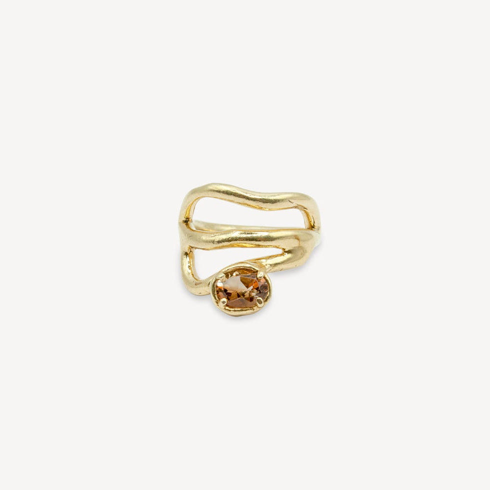 Bague en quartz fumé - Vermeil