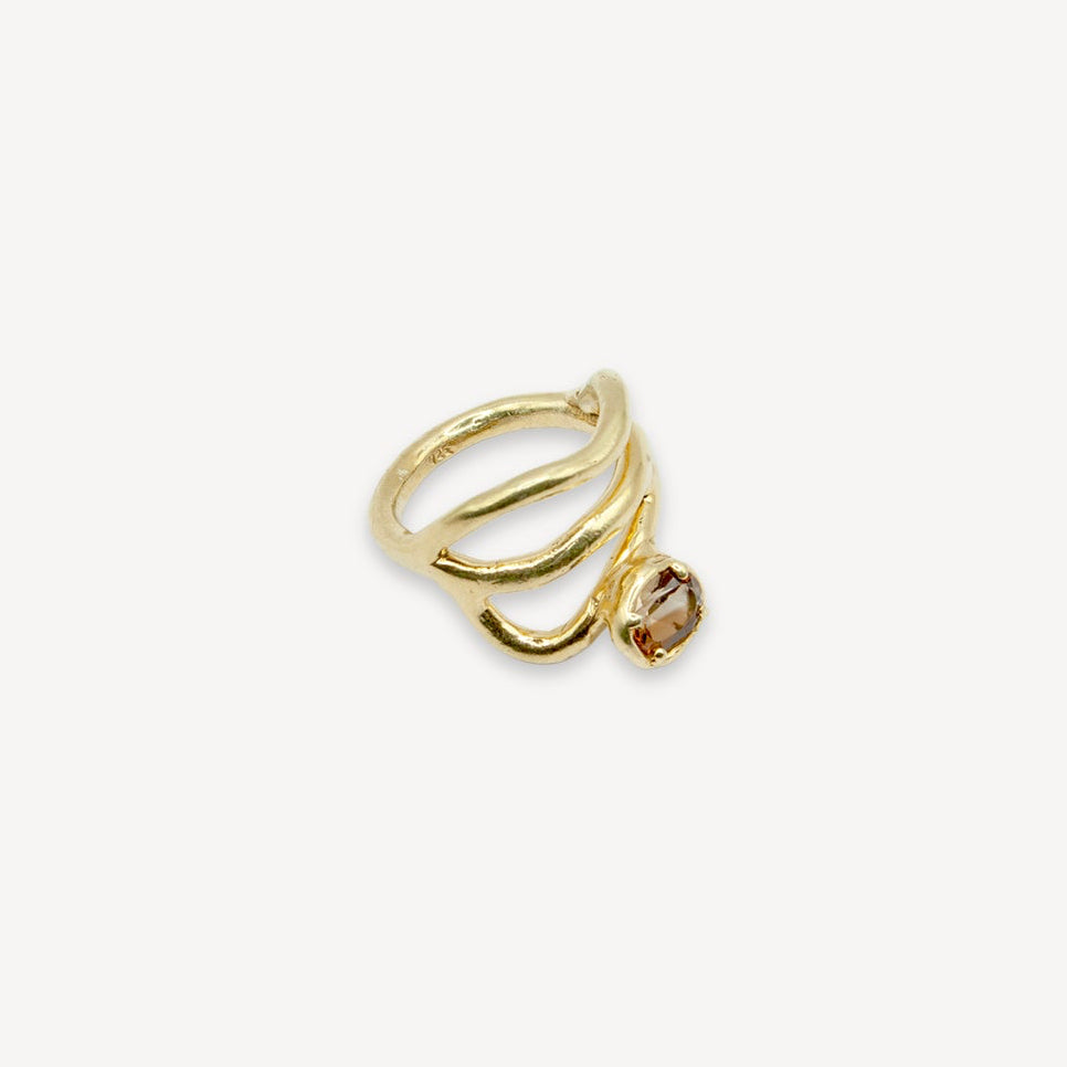 Bague en quartz fumé - Vermeil