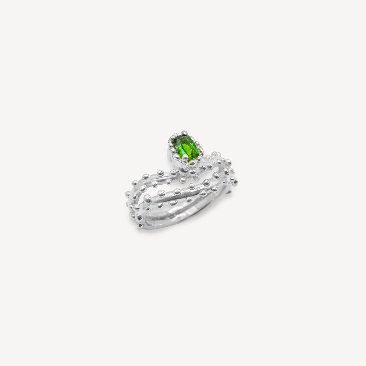 Bague en diopside chromé - Argent