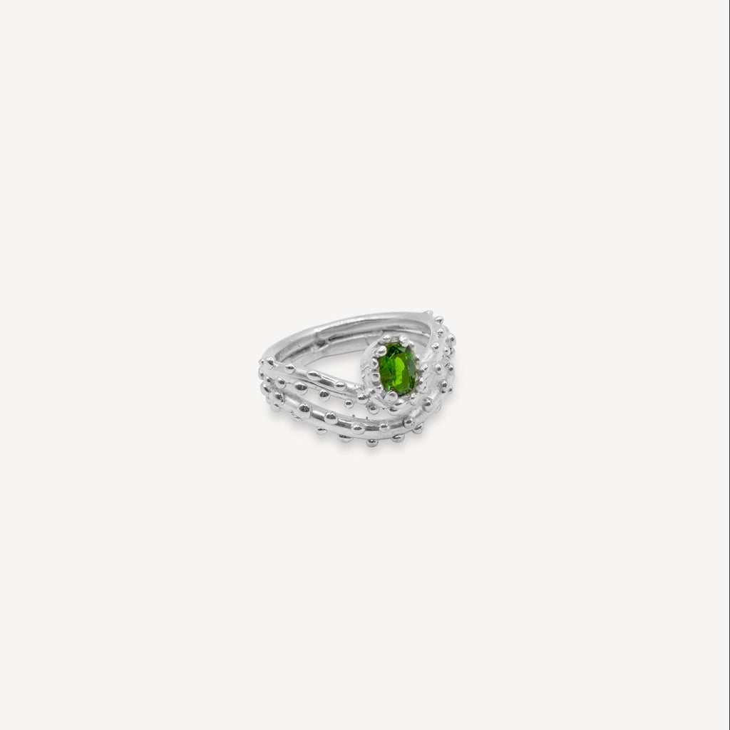 Bague en diopside chromé - Argent