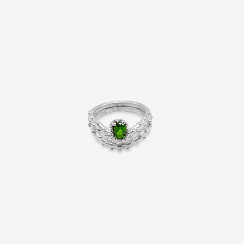 Bague en diopside chromé - Argent