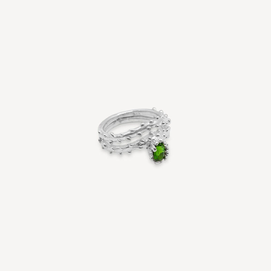 Bague en diopside chromé - Argent