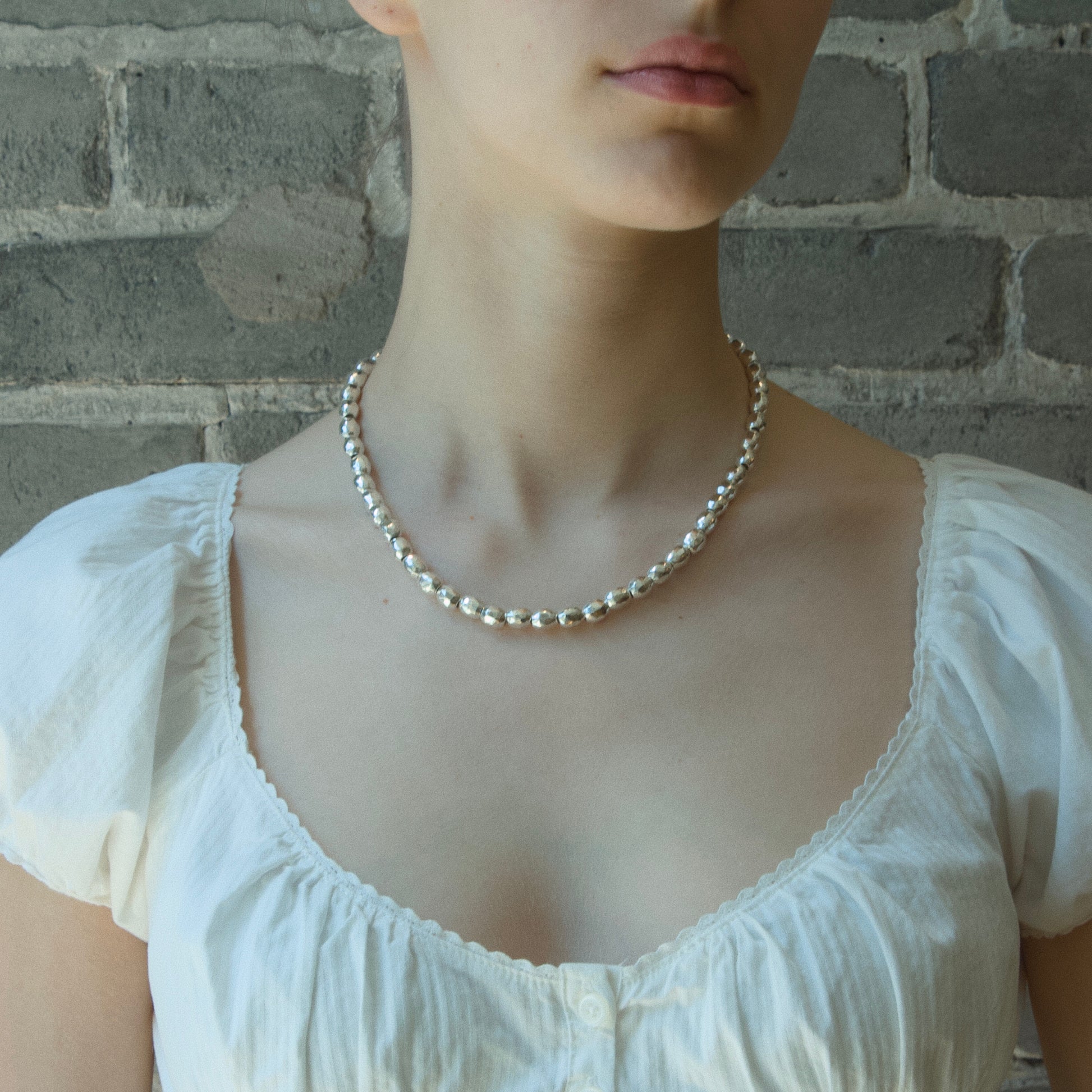 Beaded Necklace - Silver