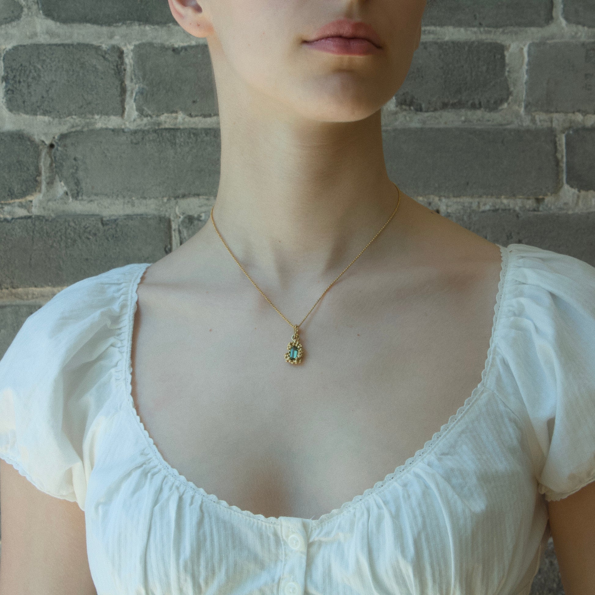 Green Tourmaline Pendant - Vermeil
