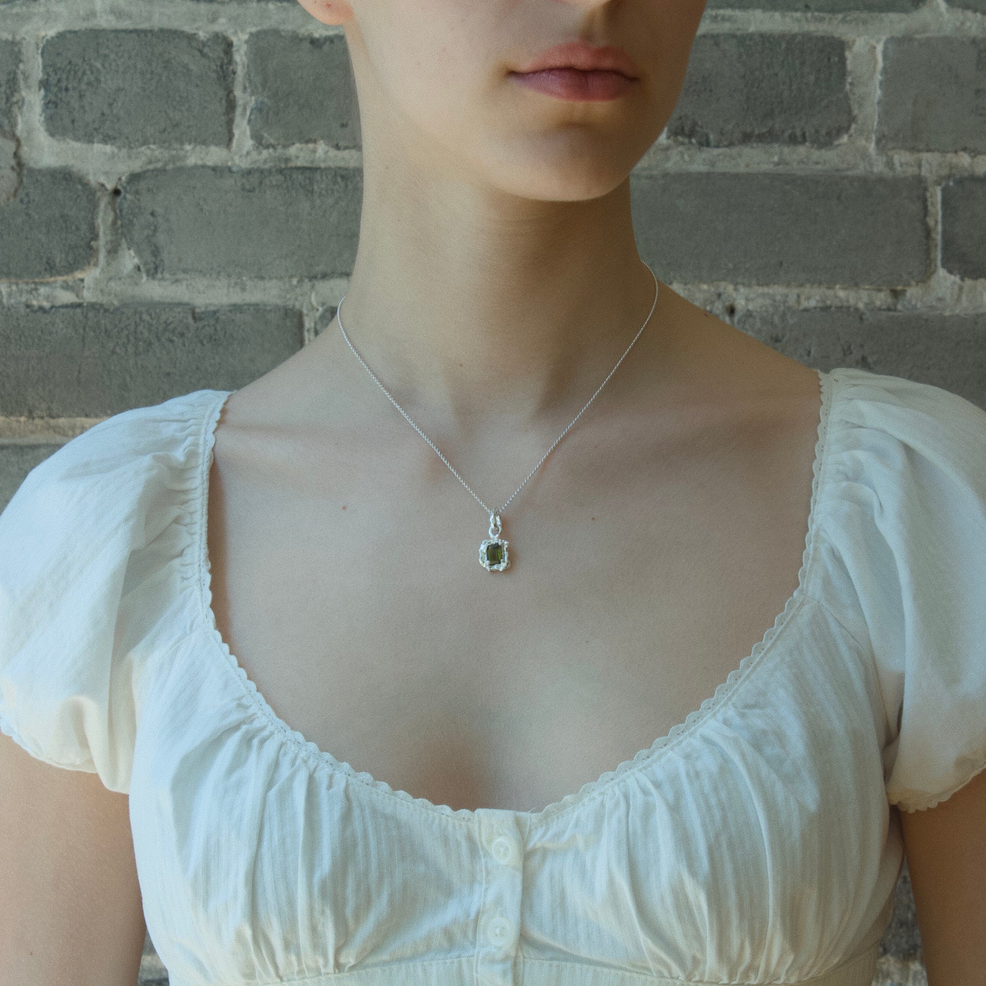 Green Tourmaline Pendant - Silver