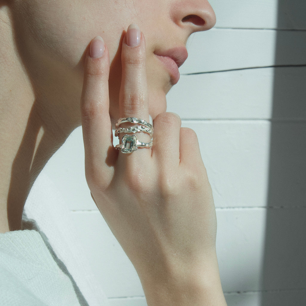 Bague empilable en topaze - Argent