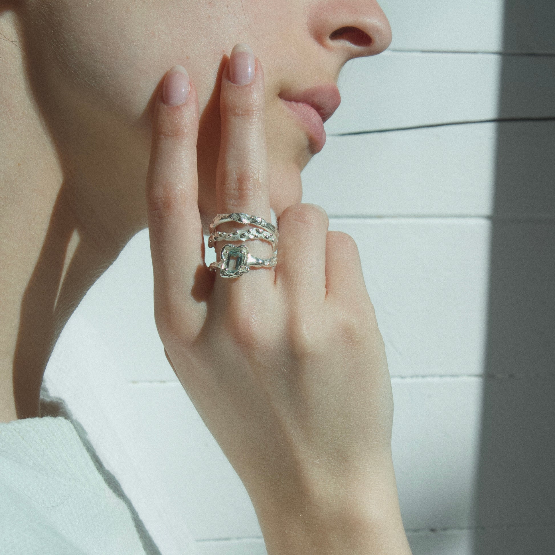 Bague empilable en topaze - Argent