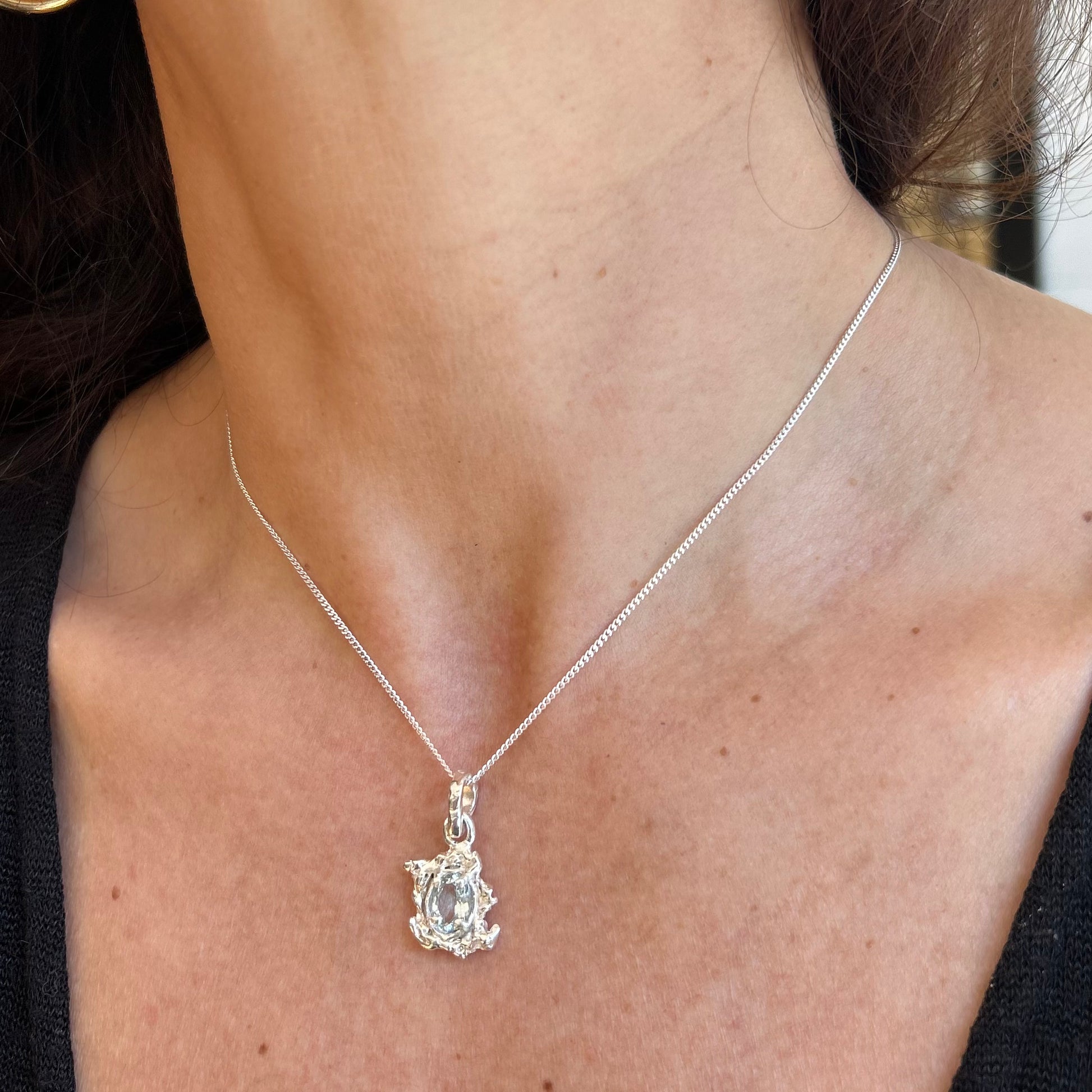 Aquamarine Pendant - Silver