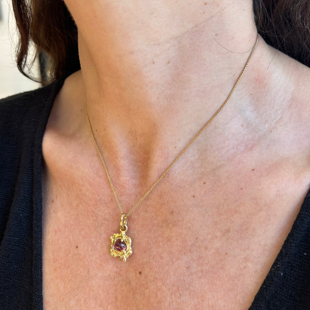 Pink Tourmaline Pendant - Vermeil