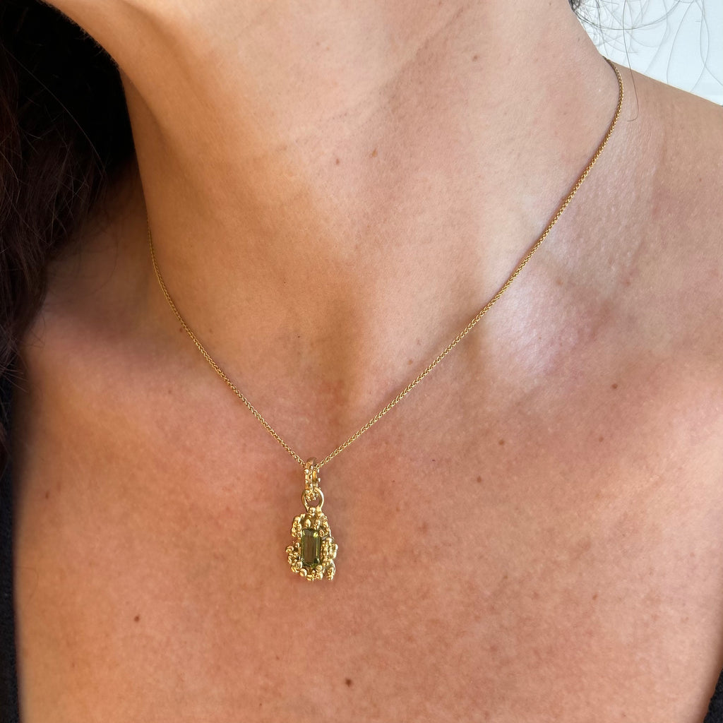 Green Tourmaline Pendant - Vermeil