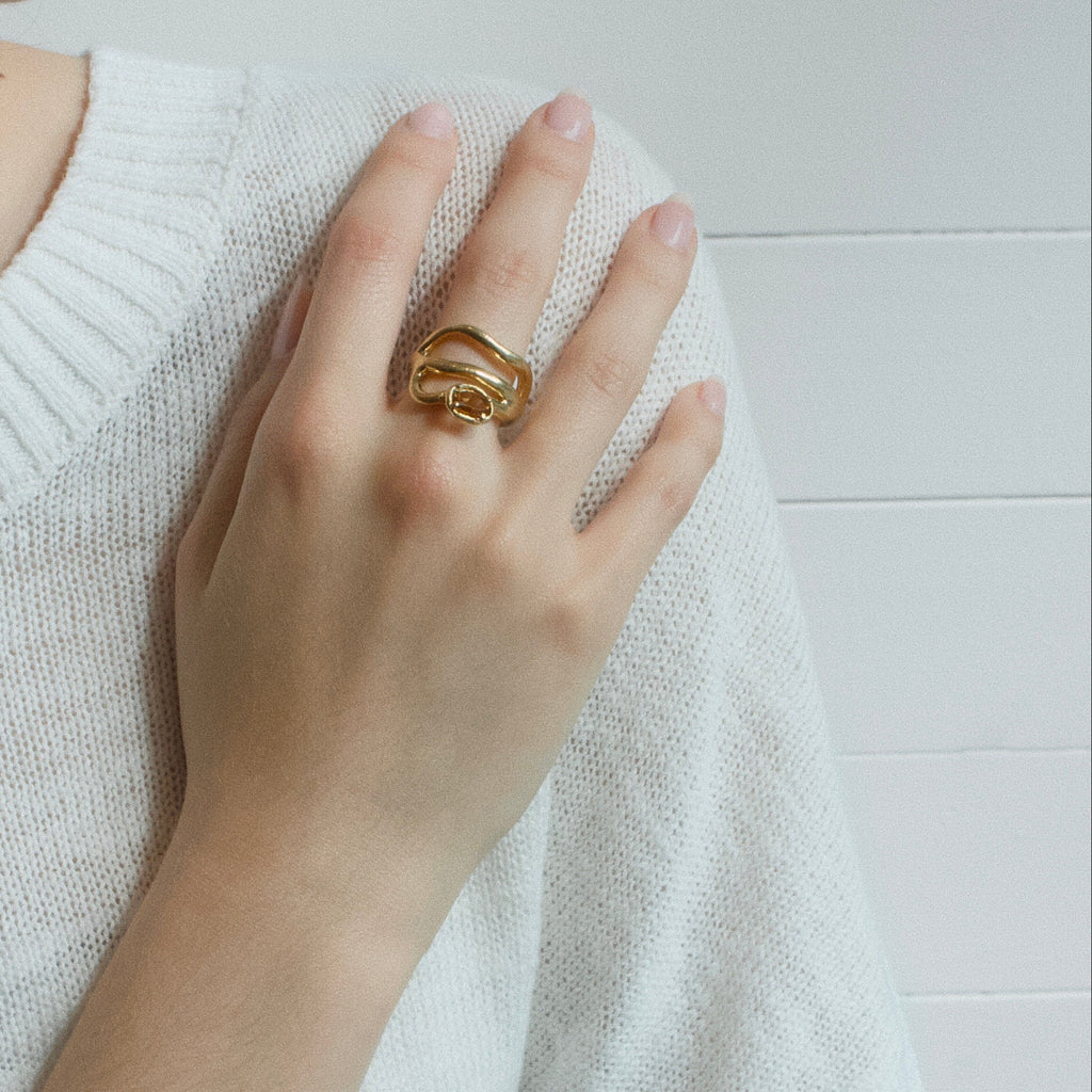Bague en quartz fumé - Vermeil