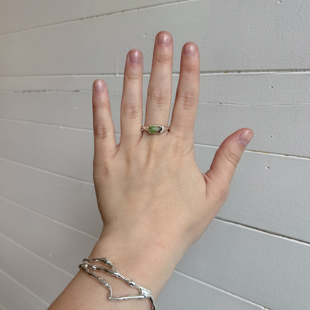 Tourmaline Signet Ring - Silver