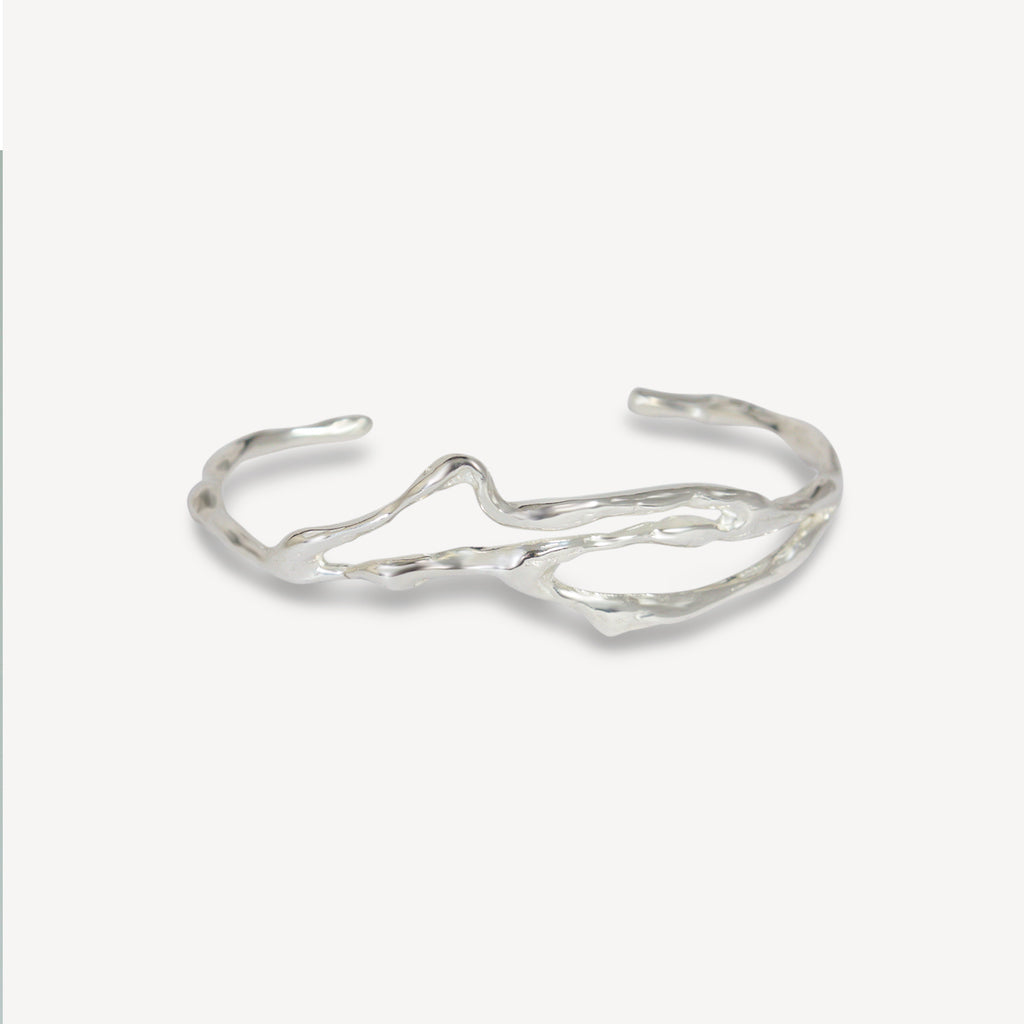 Thin Liquid Cuff Bracelet - Silver