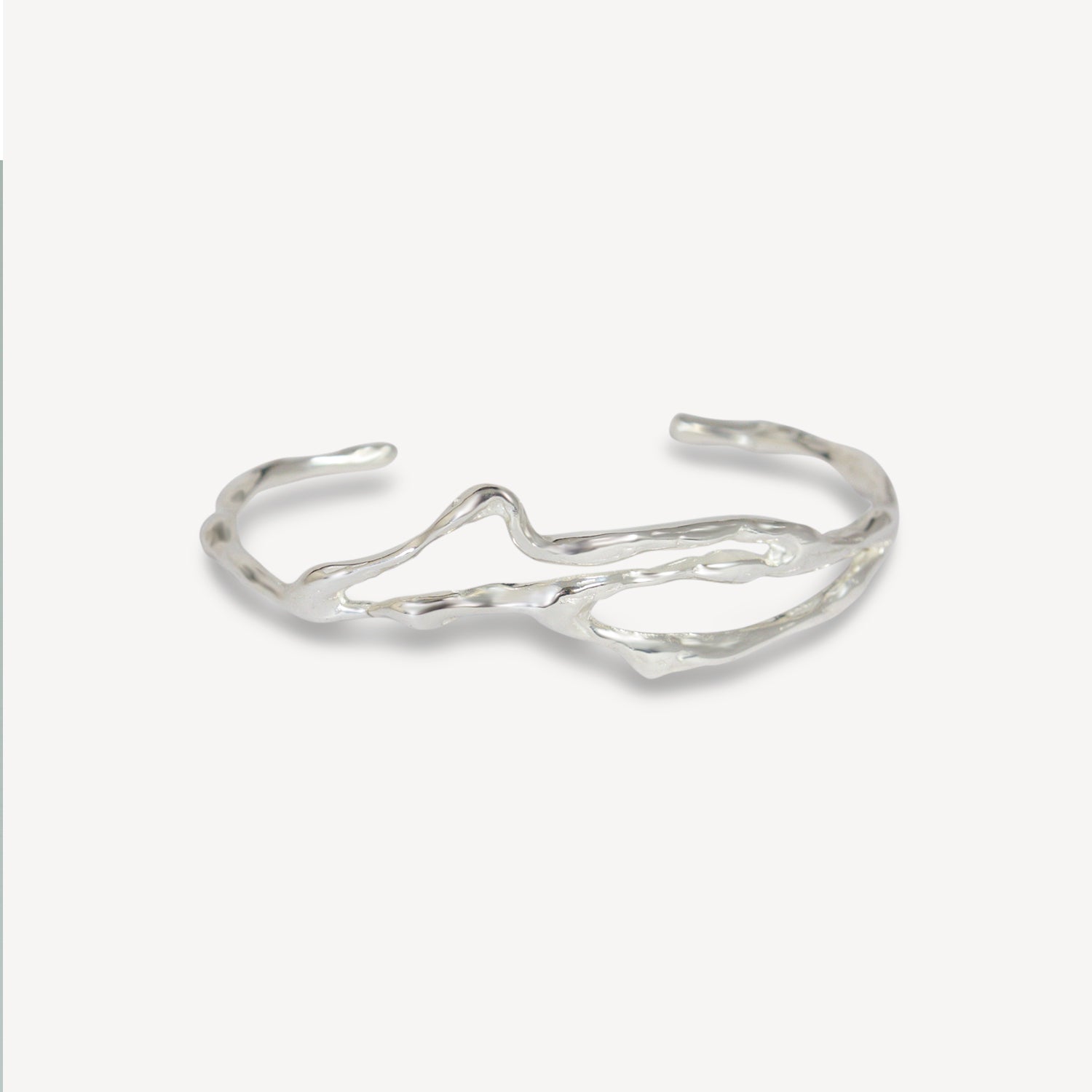 Thin Liquid Cuff Bracelet - Silver