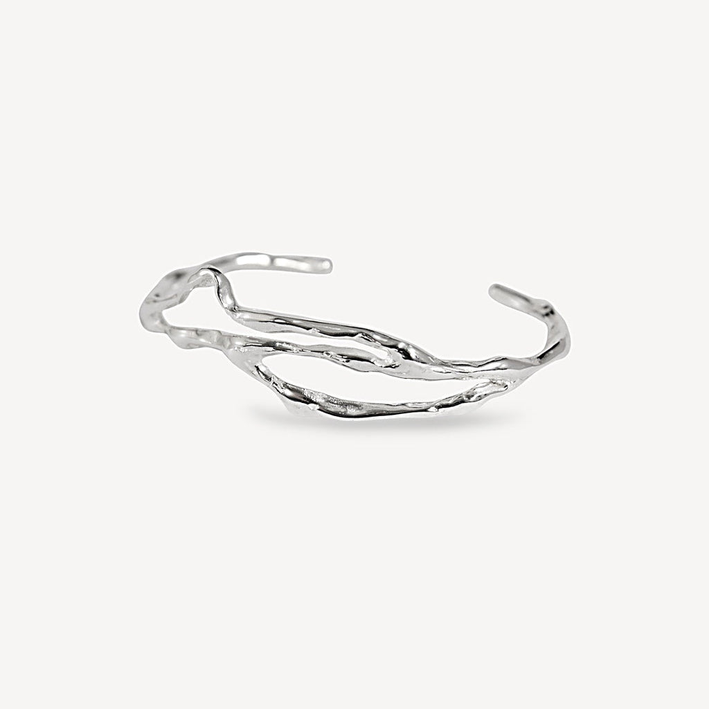 Thin Liquid Cuff Bracelet - Silver