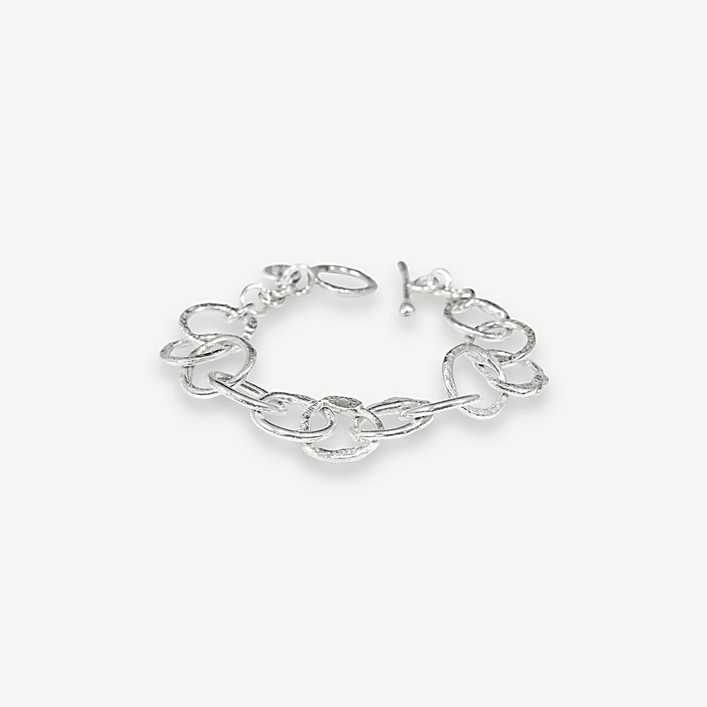 Bracelet à maillons texturés - argent