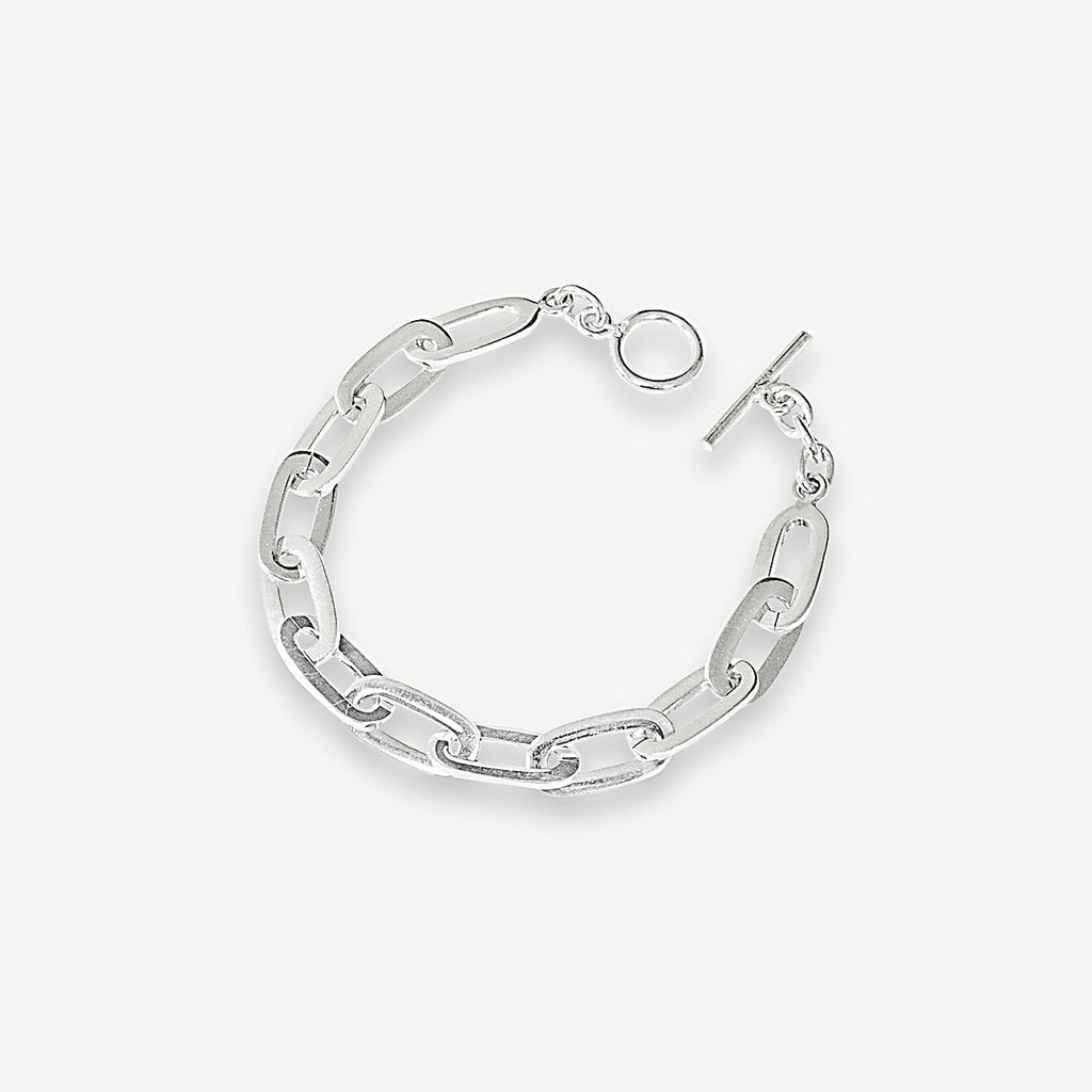 Flat Link Chain Bracelet - Silver