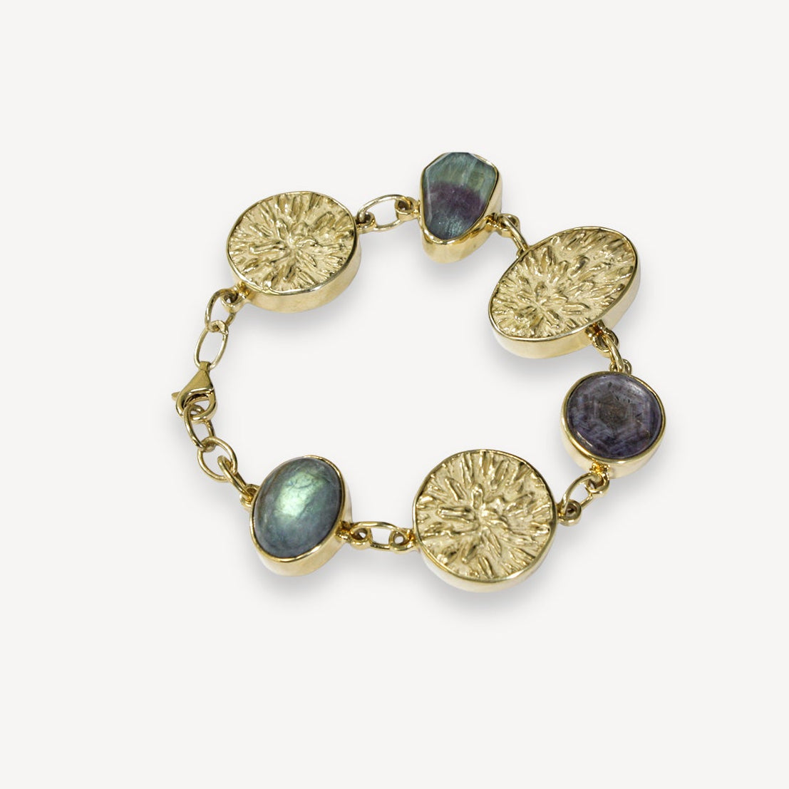 Star Sapphire, Labradorite & Fluorite Bracelet - Vermeil