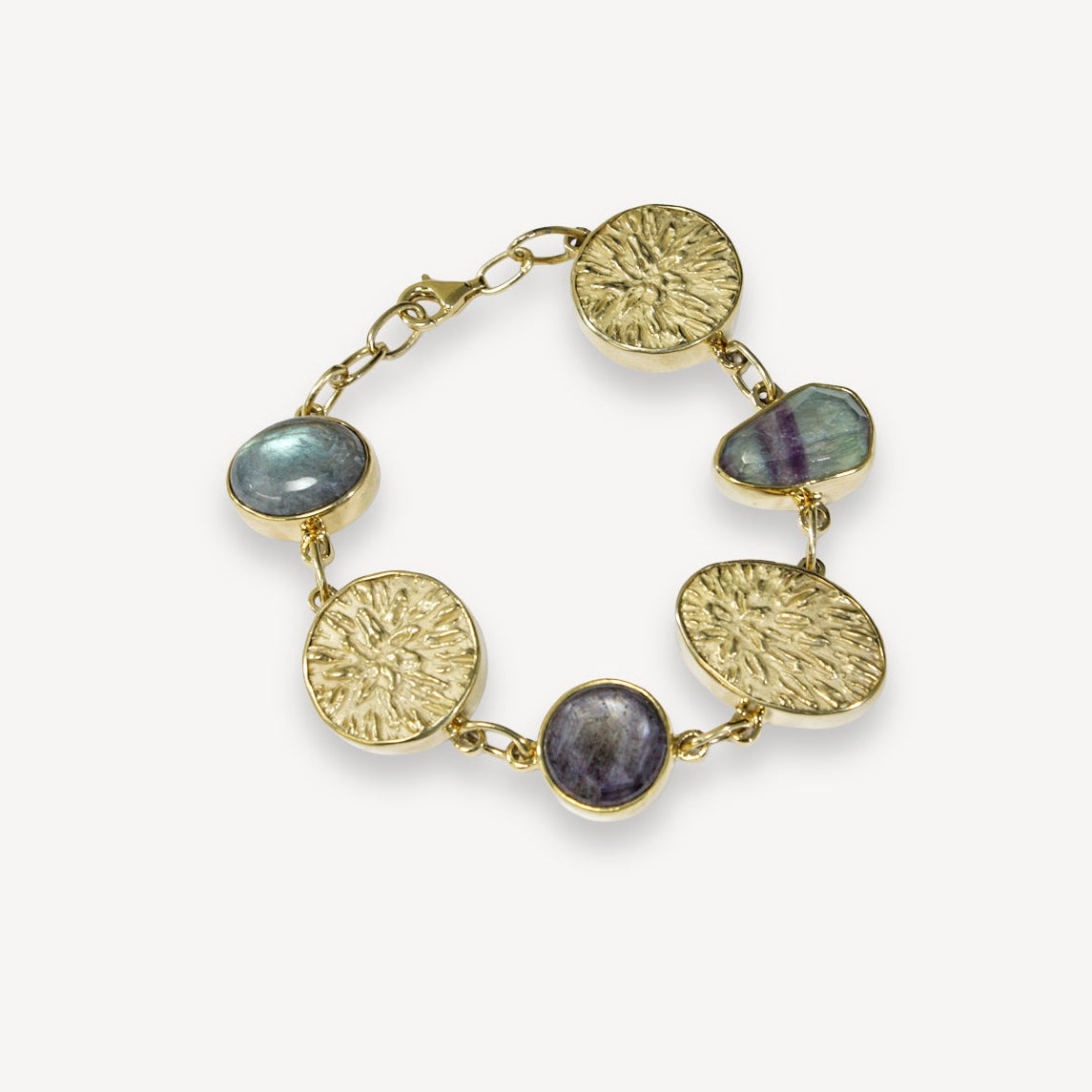 Star Sapphire, Labradorite & Fluorite Bracelet - Vermeil