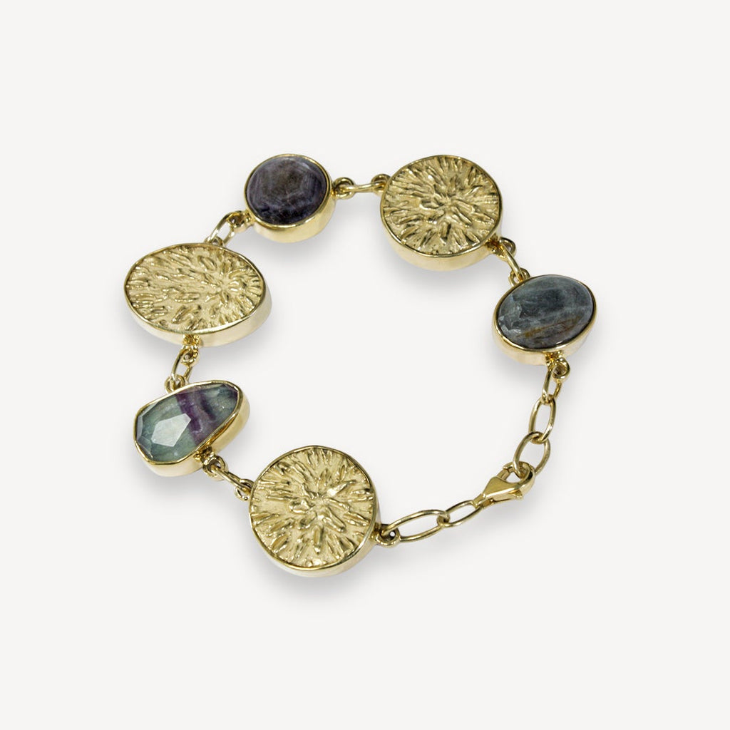 Star Sapphire, Labradorite & Fluorite Bracelet - Vermeil