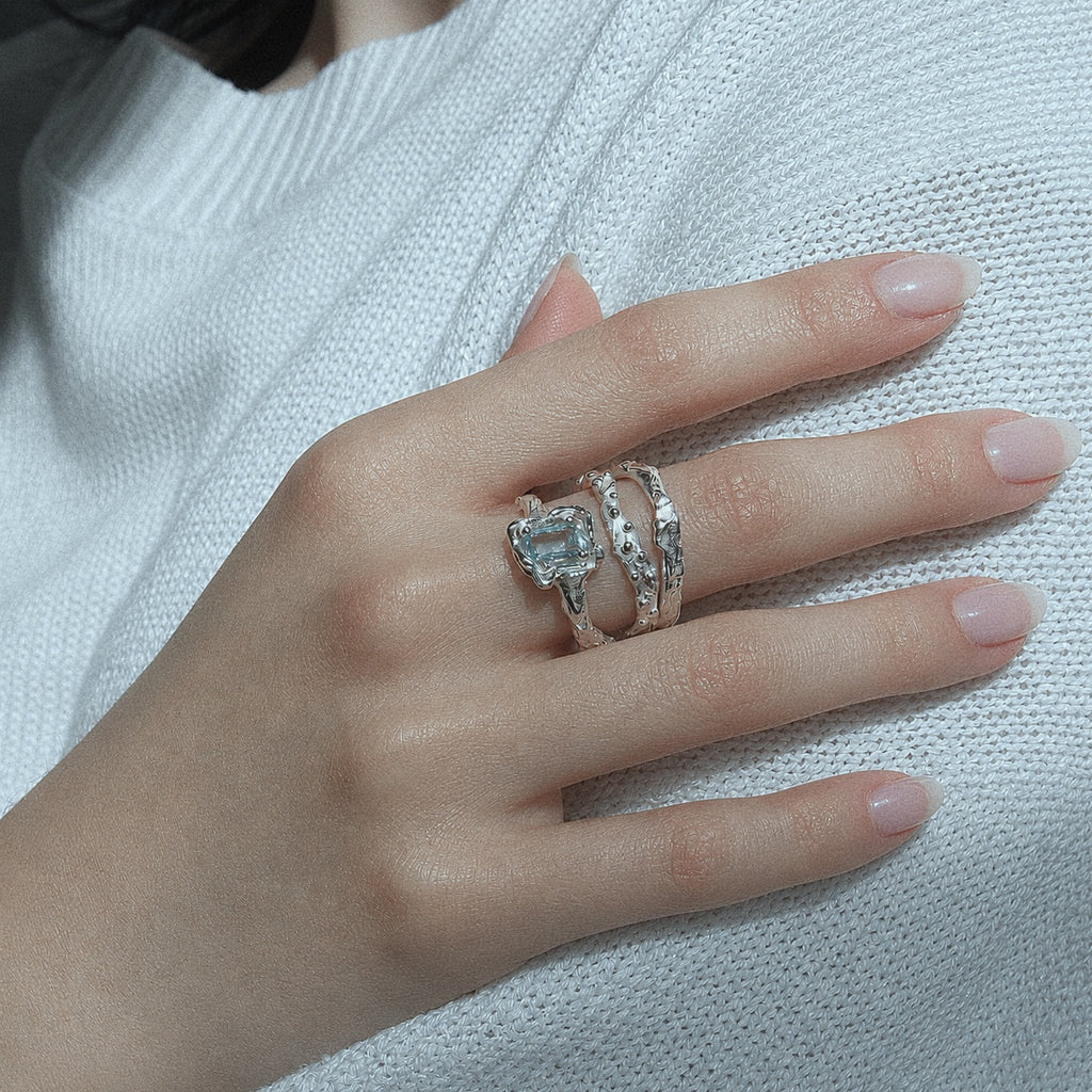 Bague empilable en topaze - Argent